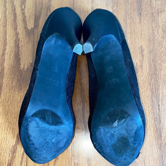 Elle Black Lace Peep-Toe Heels - Picture 6 of 8